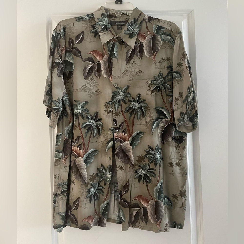 Large Croft & Barrow Hawaiian Button Down Shirt Sleeve  Shirt